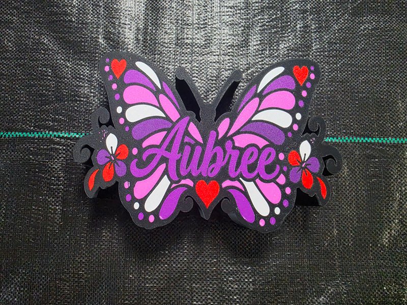 Personalised Aubree butterfly light box made by VortForge