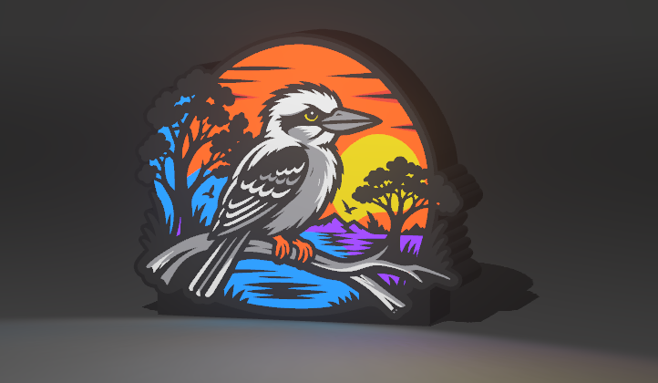 Kookaburra Sunset LED Wall Light made by VortForge
